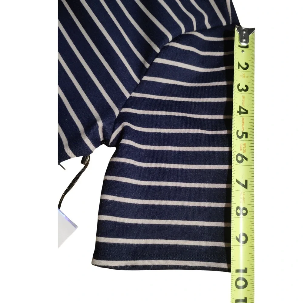 IRIS Navy White Striped Asymmetrical Hem Short Sleeve T-Shirt Dress Size XL - Picture 8 of 10